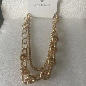 Lane Bryant Shiny Gold Layered Chain Necklace